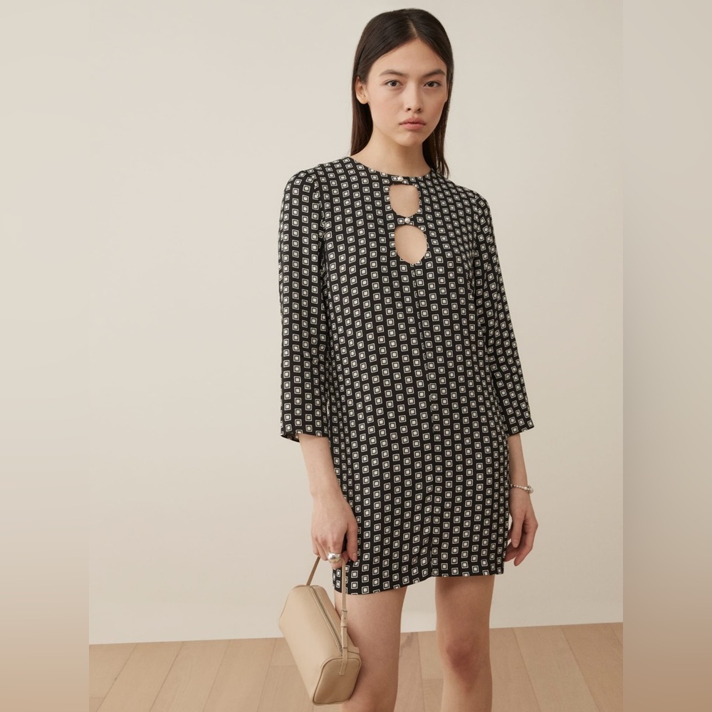 Reformation NWT XS Killian Long Sleeve Mini Dress Cut Out Retro